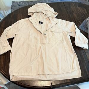 urban outfitters cotton khaki pullover hooded jacket split side hem womens M
